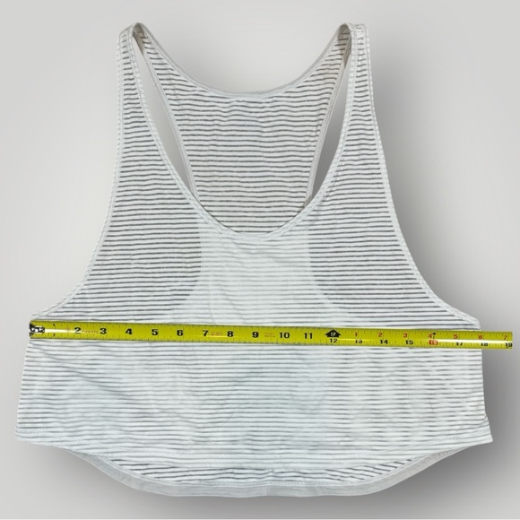 Lululemon White Striped Racerback Tank Top Athletic Yoga Crop - Picture 3 of 6